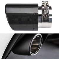 Universal 80Mm-In 101Mm-Out Glossy Black Car Carbon Fiber Exhaust Tail Rear Tip Pipe Muffler