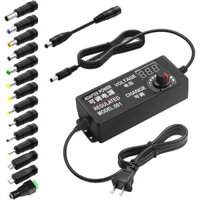 Universal AC to DC Adapter 48W Adjustable Voltage 3-24V 2A with LCD Display 14 Tips Polarity Converter Best for Househol