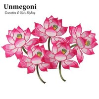 Unmegoni 10 Cái Đính Thêu Hoa Sen Thanh Lịch, Miếng Dán Hoa Sen Đẹp 13,5 * 13cm Polyester, Trang Trí Hoa May Trên / Sắt Trên Miếng Dán Quần Jean