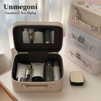 Unmegoni Hộp Trang Điểm, Hộp Phân Loại Chăm Sóc Da PU Hình Vuông, Dung Tích Lớn Có Tay Cầm Túi Đựng Mỹ Phẩm In Hình Dễ Thương
