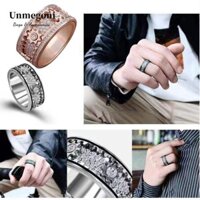 Unmegoni Nhẫn Hình Bánh Răng 3D Xoay Tròn Thủ Công Độc Đáo