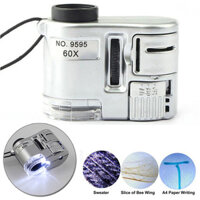 【Unnicoco】mini Túi Di Động 60 Xmicroscope LED + Đèn UV (1 Đèn Led 1 Máy Dò Tiền Bằng Tia UV)