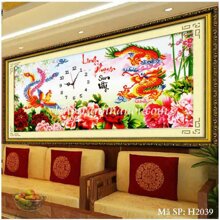 Tranh đính đá H2039 - Đồng hồ Long Phụng