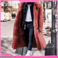 Ước nguyện| Nam Mùa Đông Áo Khoác Lông Thú Giả Làm Dày Tay Dài Túi Màu Trơn Ấm Midi Chiều Dài Plus Kích Thước Nút Áo Ngoài Trời Cho Cắm Trại