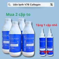 Uốn lạnh collagen cặp 500ml, làm phồng chân tóc, hương dâu nhẹ, sóng đều đẹp, dễ uốn - v76