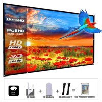 Updated 150 Inch Portable Projector Screen, YF2009 16:9 HD Foldable Anti Crease Indoor Outdoor Movie Projection Screen for Camping/Home Theater/Off...