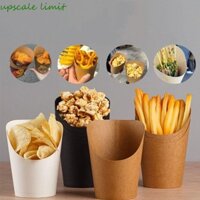 Upscale GIỚI HẠN 50 chiếc Cốc khoai tây chiên kiểu Pháp, Cốc giấy Kraft dày chống nước, Hộp bỏng ngô Hộp đựng kem dùng một lần chống dầu Bao bì mang đi