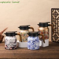 Upscale GIỚI HẠN Bình giữ nhiệt trà hoa cổ điển, Bộ lọc tích hợp Ấm đun nước trà bằng thép không gỉ, Vòi phun hình chữ V tiện lợi phong cách Trung Quốc Máy pha trà cách nhiệt gia đình