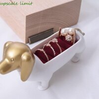 Upscale GIỚI HẠN Dachshund Hộp đựng nhẫn cho chó, Giá đỡ nhẫn chó dễ thương Giá đỡ đồ trang sức cho chó con, Đồ trang sức Đồ trang trí động vật Giá đựng nhẫn sáng tạo Hộ gia đình