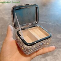 Upscale LIMIT Hộp Trang Sức Mini Có Gương, Hộp Trang Sức Bling Sáng Tạo, Hiện Đại Với Gương Trang Điểm Sang Trọng Vuông Du Lịch Trang Sức Hiển Thị Đứng Bông Tai Sắp Xếp Lưu Trữ
