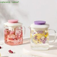 Upscale LIMIT Kính Uống Trong Suốt, Tay Cầm Chống bỏng Tách Ly Trà Thủy Tinh Có Nắp, Vòi Ngắn Dễ Thương Dung Tích Lớn Tích Hợp Bộ Lọc Máy Pha Trà Trong Suốt Sữa