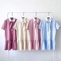 UPZ Đầm Nơ Cổ Trắng 4 Màu - Đỏ