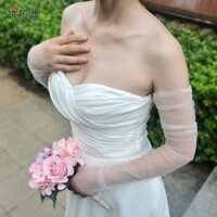 Urapan Trong Suốt Gạc Dài Găng Tay Cưới Cô Dâu Phù Dâu Tay Trang Trí VM20A