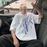 Urbglam Áo thun nam mới có thiết kế in hình phong cách cổ điển đường phố sang trọng và tia lửa dành cho thanh thiếu niên và cặp đôi, hàng đầu thời trang