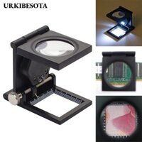 Urkibesota Bộ đếm ren vải Kính lúp kim loại Gấp Mini 10X