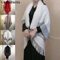 Urkibesota Lông Thú Giả Cổ Áo Cardigan Nữ Mũi Đầm Dạ Hội Sang Trọng Quấn