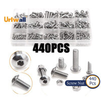 Urlwall 440 Chiếc Nút Lục Giác Ổ Cắm Đầu Nắp Vít Đai Ốc Lục Giác Số Liệu Máy Bu Lông Các Loại Bộ 304 Thép Không Gỉ M3 M4 M5