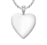 US Jewels And Gems Ladies 925 Sterling Silver 1in 2 Photo Heart Locket Pendant Necklace, 18" to 24"
