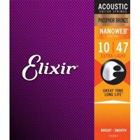 USA Elixir 16002 Nanoweb (10-47) - Dây Đàn Guitar Thùng - Dòng dây cao cấp Đàn Guitar