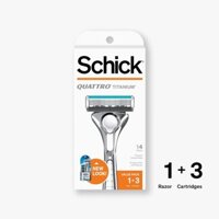 [USA, Hàng Mỹ] Dao cạo dành cho Nam Schick Quattro Titanium của Mỹ (1 cán+2 lưỡi thay thế) của Mỹ