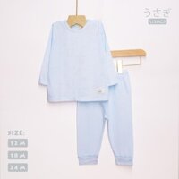 USAGI - Bộ cài vai dài tay sơ sinh gấu xanh cho bé - hàng xuất Nhật