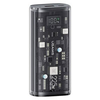 USAMS US-CD189 9000mAh 22.5W Transparent Digital Display Power Bank QC/AFC/SCP/FCP for iPhone 14 Pro Max for Samsung Xia