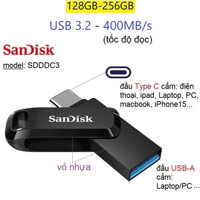 USB 128GB/ 256GB Sandisk Ultra Dual Drive Go Usb Type C tốc độ đọc 400MB/s (SDDDC3)