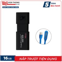 USB 16GB Kingston DataTraveler DT100G3 nắp trượt (Đen) tặng đèn LED USB - Hãng phân phối chính thức LazadaMall