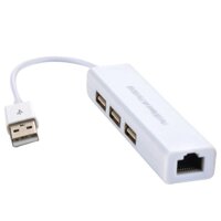 USB 2.0 Hub Lan 3 Cổng Ethernet Mạng Thẻ (Trắng)-quốc tế