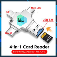 [USB 3.0] Đầu đọc thẻ nhớ TF Micro SD 4 in 1 cổng iOS Micro USB Type C cho điện thoại di động và máy tính 4 trong 1