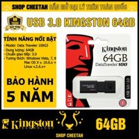 USB 3.0 Kingston 64GB DataTraveler 100G3 – CHÍNH HÃNG – Bảo hành 5 năm