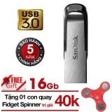 USB 3.0 Sandisk SDCZ73 16GB Vỏ nhôm (Bạc) - Hãng phân phốichínhthức + Tặng 1 con quay spinner màu ngẫu nhiên