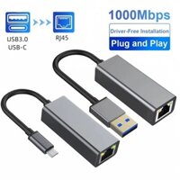 Usb 3.0 sang Ethernet Card Mạng Nhôm Gigabit Type-C Adapter Cho Laptop MacBook Pro 1000 / 100Mbps USB C Lan RJ45 Adapter