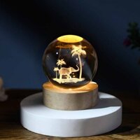 USB 3D Crystal Ball Night Light with Elephant Design - Ludosphere LED Lamp