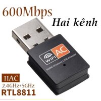 USB AC600 thu sóng WIFI 5G dùng cho máy tính xách tay-máy tính để bàn-máy tính bảng