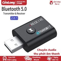 USB Bluetooth Audio Adapter 5.0 Transmitter ReceiverThu Phát Âm Thanh Không Dây Cho Amply Karaoke Tivi Ô tô Xe Hơi Loa Laptop Máy Tính PC
