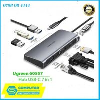 USB-C hub 7 in 1 HDMI, VGA, USB, LAN, hỗ trợ sạc PD Ugreen 60557