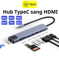 USB C Hub Type C Cổng chia chuyển đổi đa năng laptop Cổng HDMI 4K 30Hz/ USB 3.0/ Type C/ PD/ VGA/ SD card - Q7 TECH