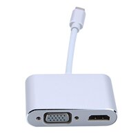 USB C to HDMI VGA Adapter 2 in 1 Type C to VGA HDMI 4K UHD Converter Hub