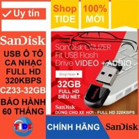 USB ca nhạc 32GB (333 video full HD và 155 Audio chất lượng 320Kbps) dùng cho ô tô và loa kéo...