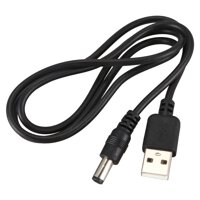 USB Cable 5.5mm / 2.1mm 5V DC Barrel Jack Power Cable (Black 75cm)