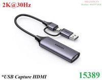 USB Capture HDMI, live streaming 2K@30Hz HDMI to USB 3.0, Type-C Ugreen 15389-CM629 cao cấp