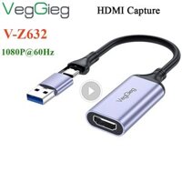 USB Capture HDMI VEGGIEG V-Z632 độ phân giải HD 1080P@60Hz