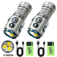 USB Có Thể Sạc Lại RBG LED Đèn Pin 2000Lm Công Suất Cao Mini EDC Chiến Thuật Light Sử Dụng 18350 Pin Cắm Trại
