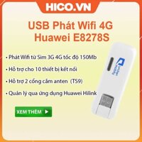 USB Dcom 3G 4G Phát Wifi Huawei E8278 150Mb – Bộ phát wifi 4G nhỏ gọn Hỗ trợ kết nối 10 thiết bị , dùng trên ô tô