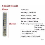 Usb Đèn Led 8 bóng Siêu Sáng dùng khi cúp điện sử dụng pin sạc dự phòng