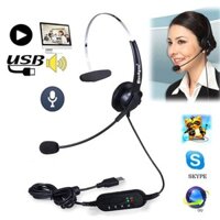 USB Headset Microphone Adjustable Noise Canceling Earphone for PC Laptop