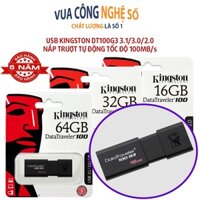 Usb Kingston DT100G3 dung lượng 64gb 32gb 16gb ,USB 3.1/3.0 tốc độ cao 100 MB/s, có nắp trượt0