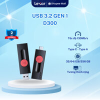 USB Lexar D300 32GB/ 64GB/ 128GB/ 256GB, Chuẩn USB 3.2, Tốc độ đọc 130Mb/s, Chất liệu nhựa giảm nhiệt, BH 2 năm