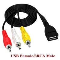 USB Male Female Plug To 3 RCA Female Adapter Bộ chuyển đổi âm thanh Video AV Cable USB to 2 RCA Cable for HDTV TV Dây tivi Chiều dài cáp 0,2m